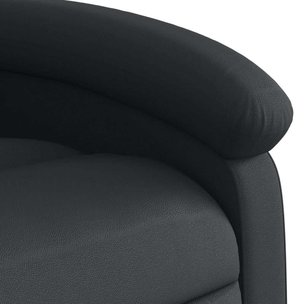 Massage Recliner Chair Black Real Leather