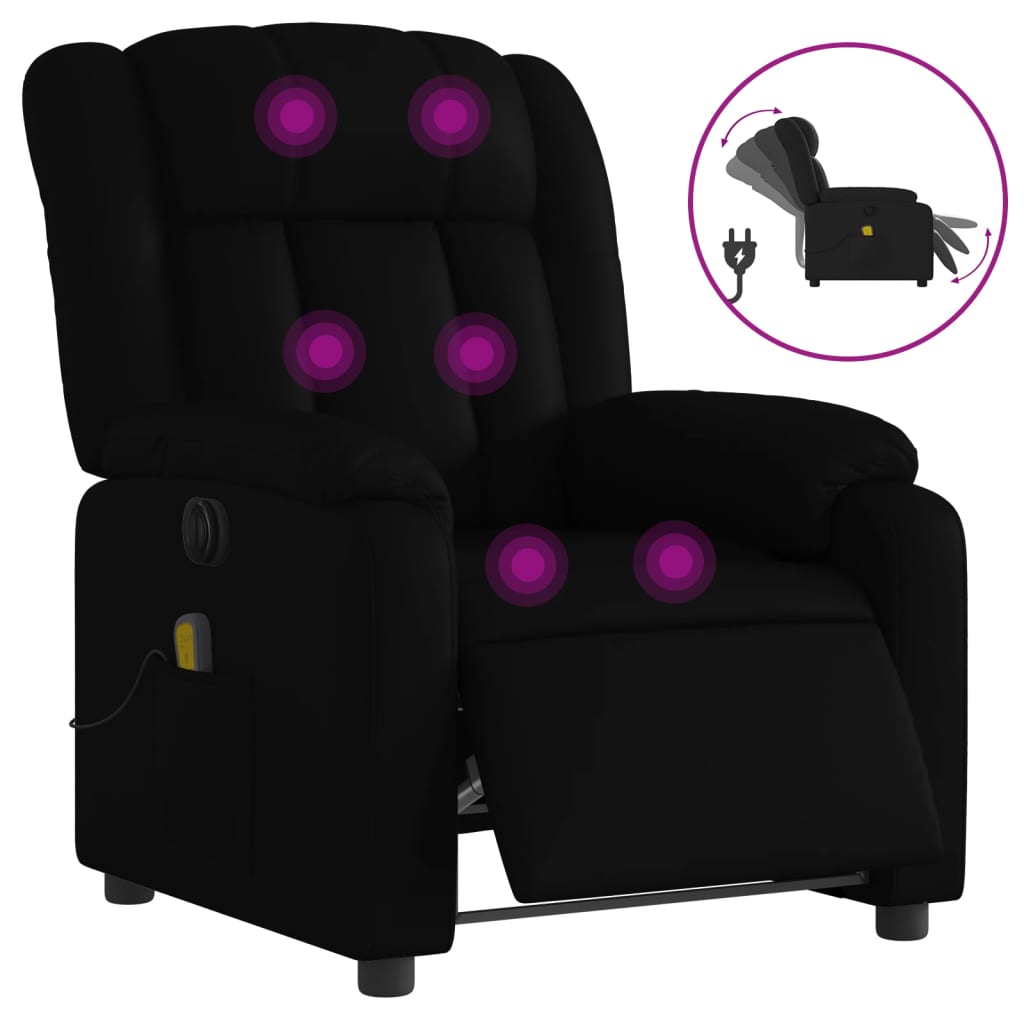 Electric Massage Recliner Chair Black Faux Leather