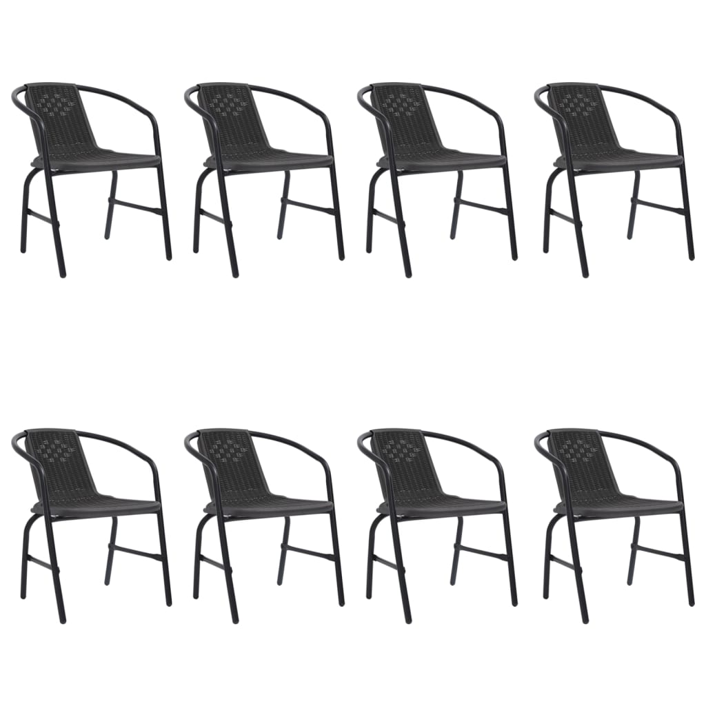 Garden Chairs 8 pcs Plastic Rattan and Steel 242.5 lb