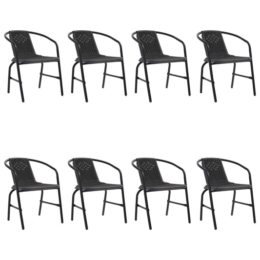 Garden Chairs 8 pcs Plastic Rattan and Steel 242.5 lb