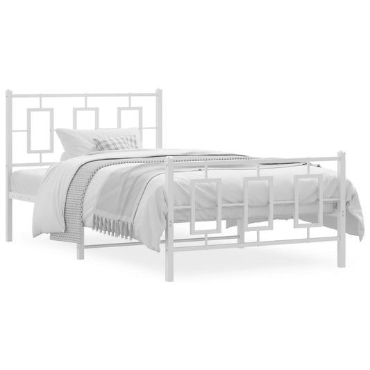 Metal Bed Frame without Mattress with Footboard White 39.4"x78.7"