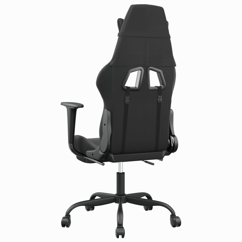 Gaming Chair with Footrest Black and Gray Faux Leather