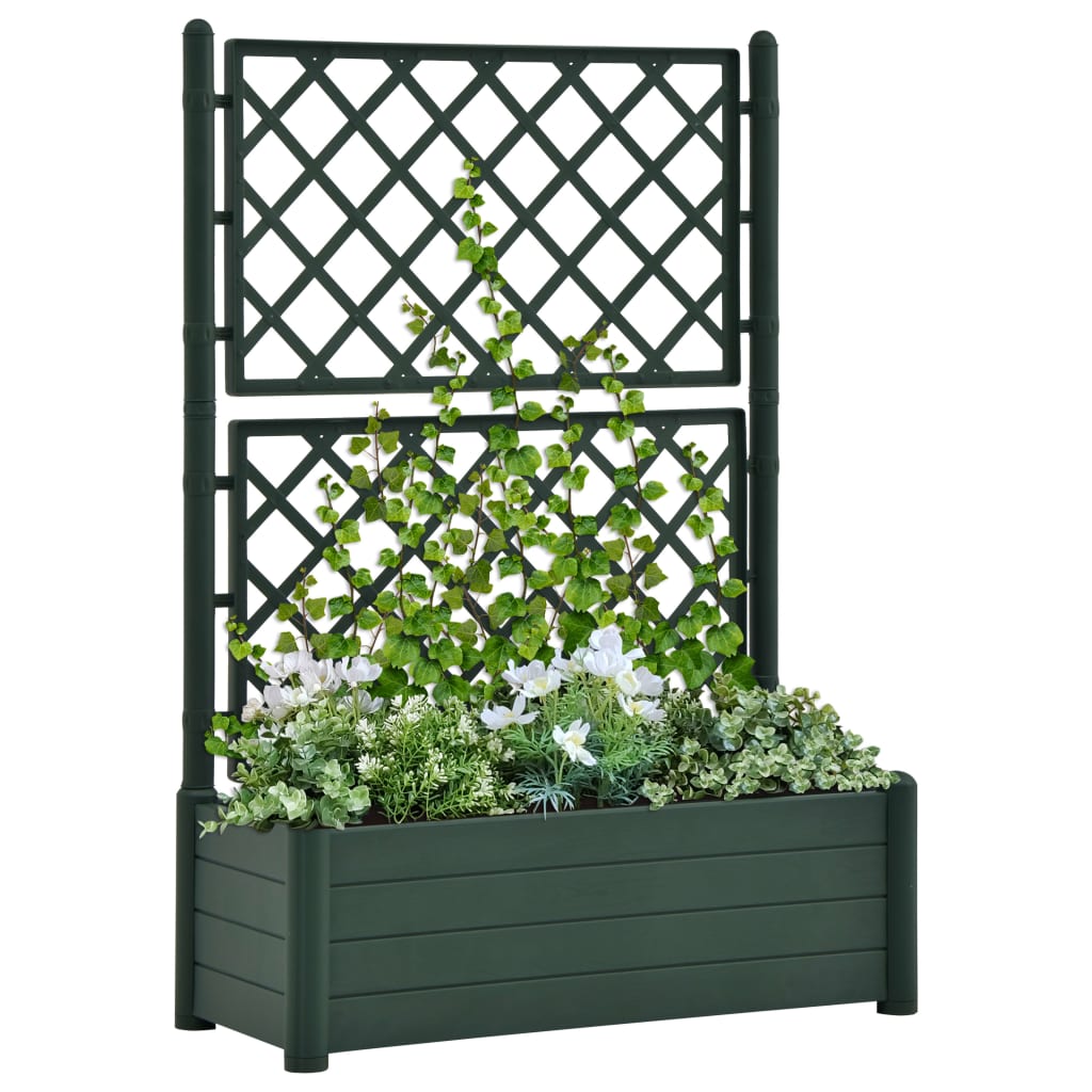 Garden Planter with Trellis 16.9"x16.9"x55.9" PP Stone Gray