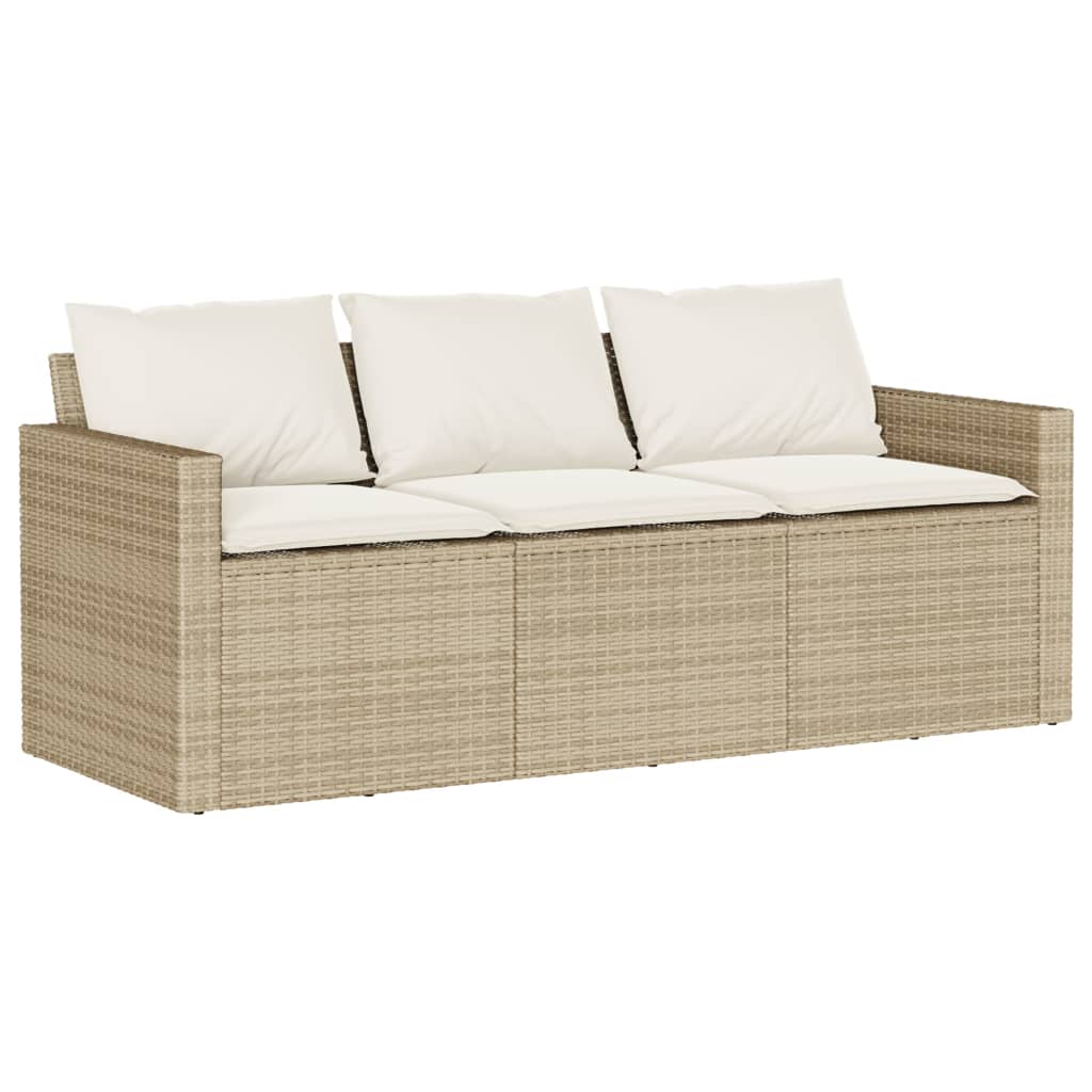 6 Piece Patio Sofa Set with Cushions Beige Poly Rattan