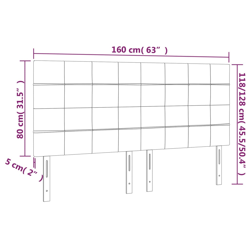 Headboards 4 pcs Light Gray 31.5"x2"x30.7"/34.6" Fabric