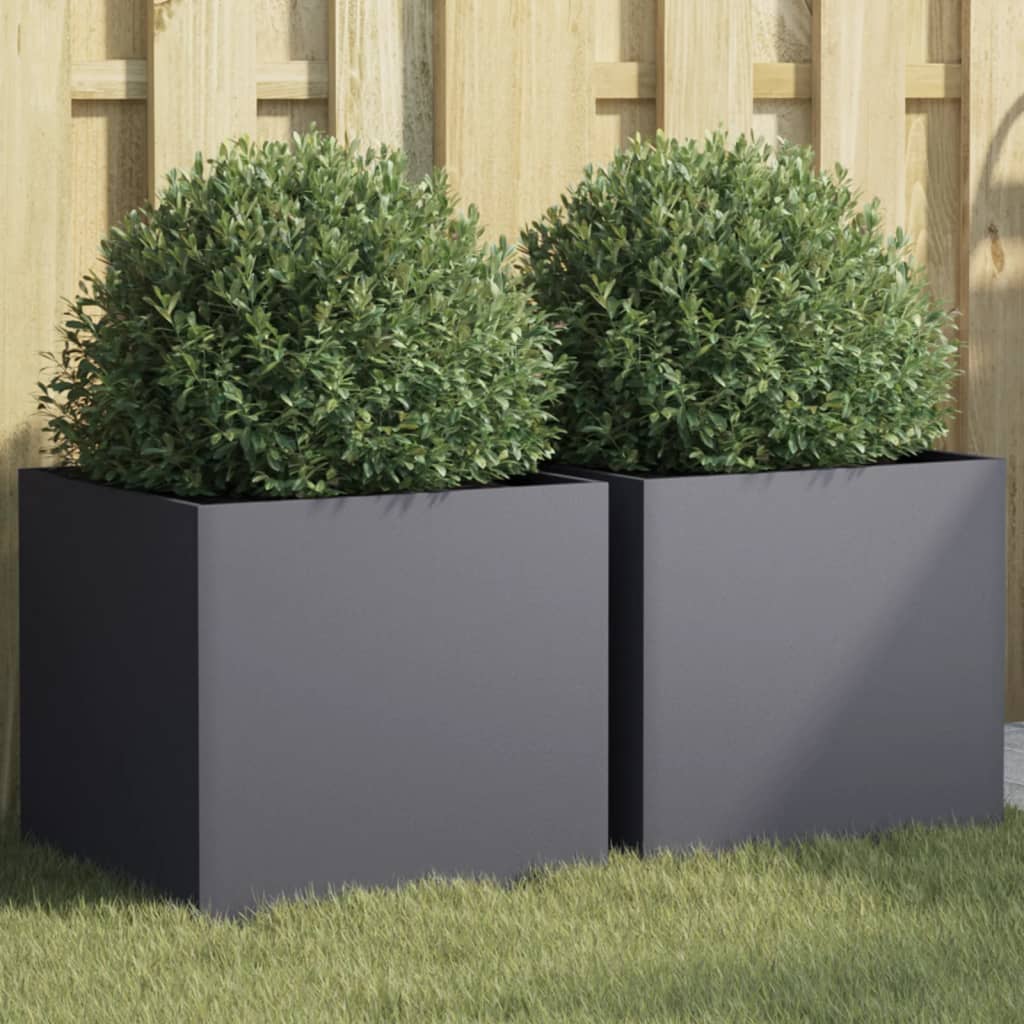 Planters 2 pcs Anthracite 16.5"x15.7"x15.4" Cold-rolled Steel