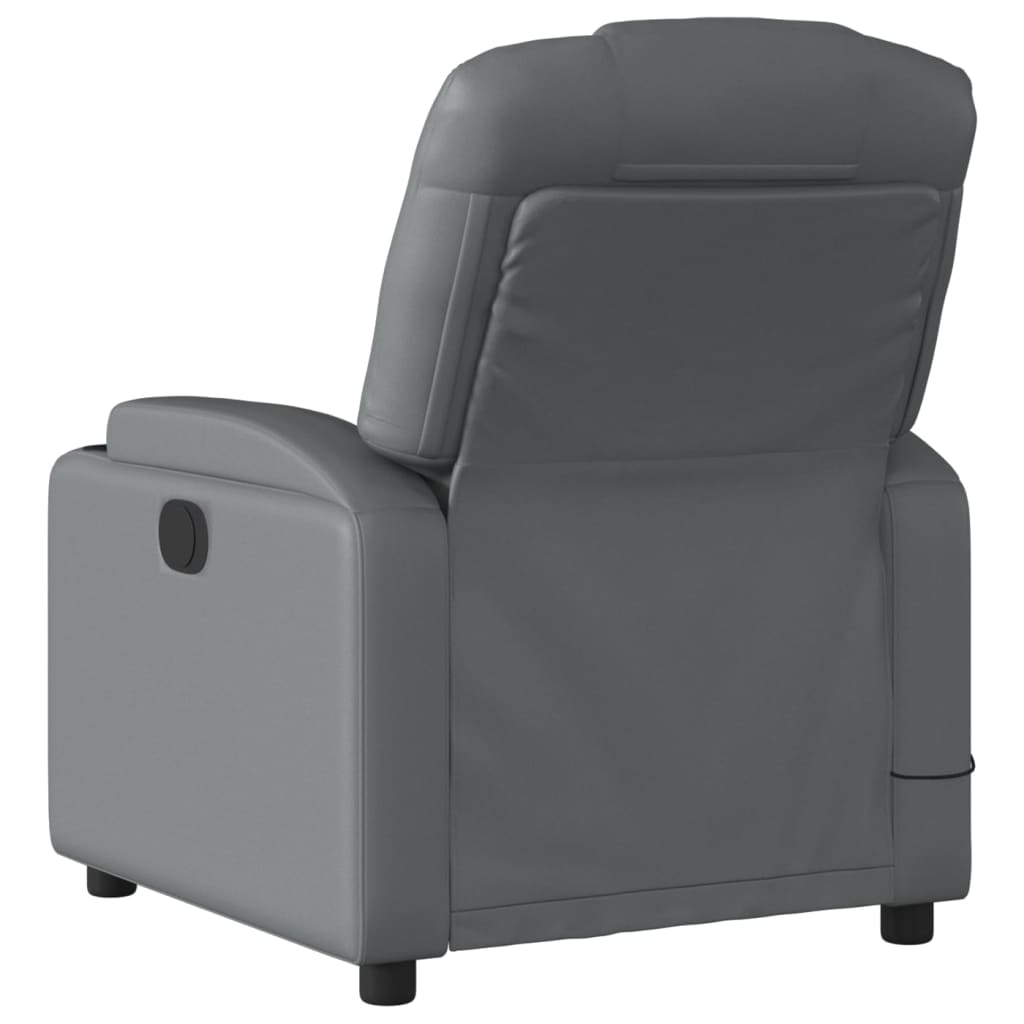 Massage Recliner Chair Gray Faux Leather