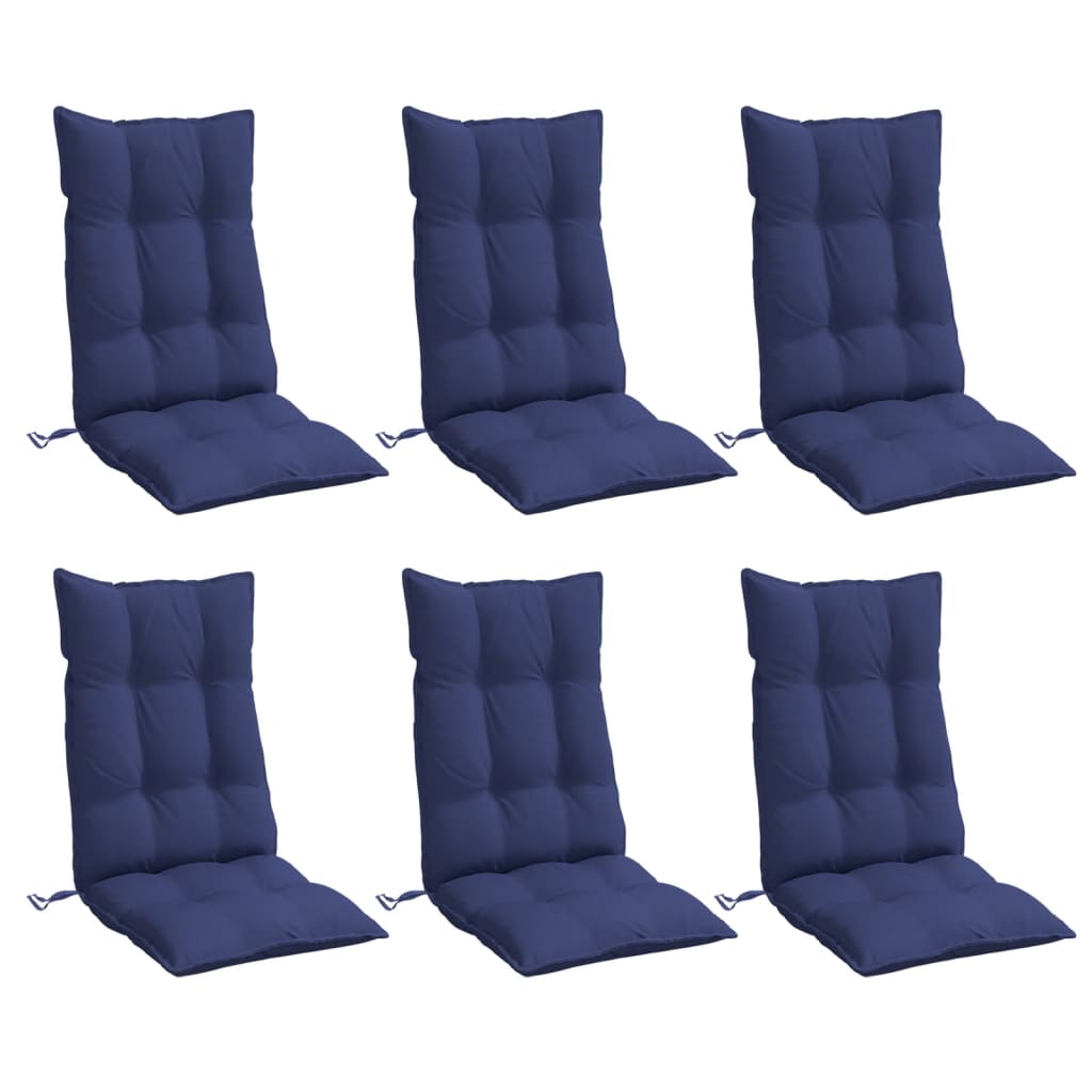 Highback Chair Cushions 6 pcs Navy Blue Oxford Fabric