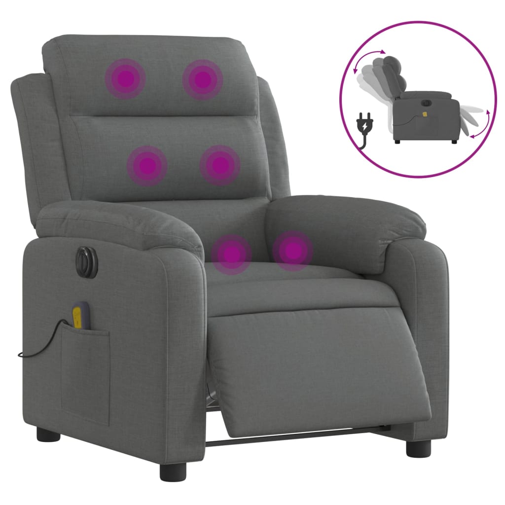 Electric Massage Recliner Chair Dark Gray Fabric