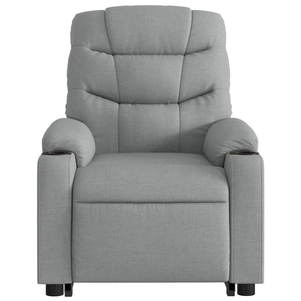 Electric Stand up Massage Recliner Chair Light Gray Fabric