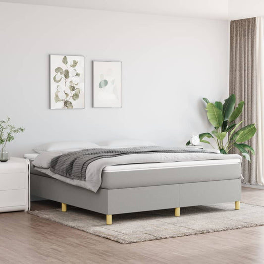 Box Spring Bed with Mattress Light Gray 76"x79.9" King Fabric