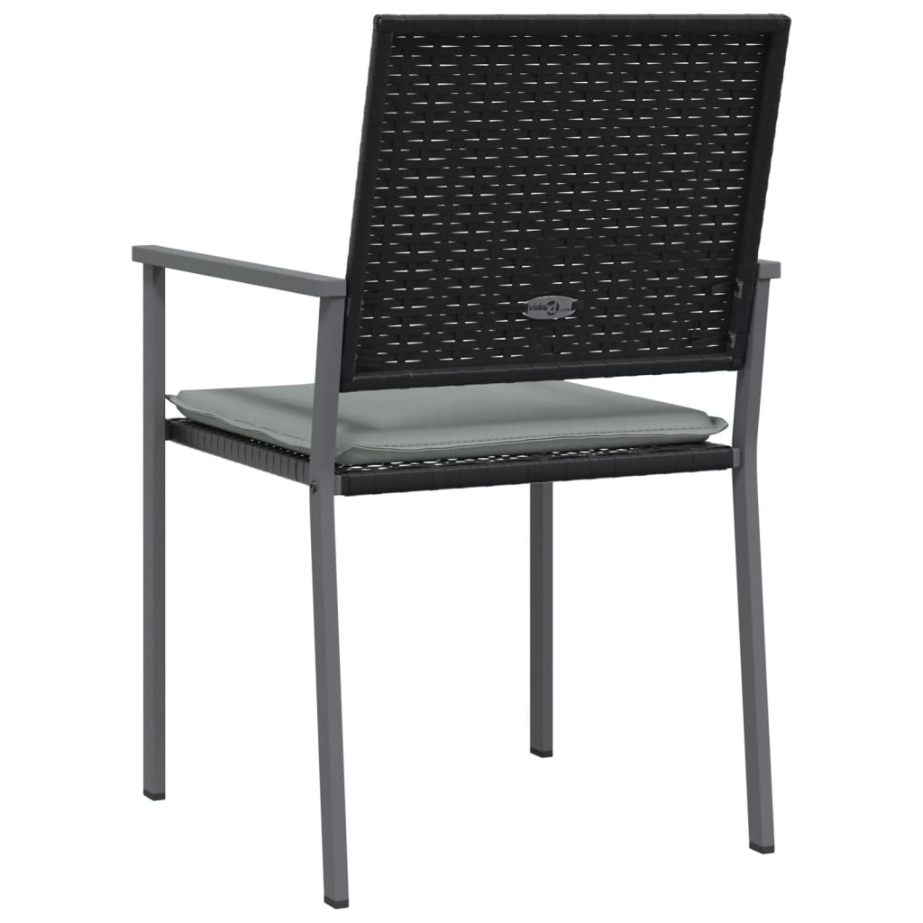 Patio Chairs with Cushions 4 pcs Black 21.3"x24.6"x35" Poly Rattan