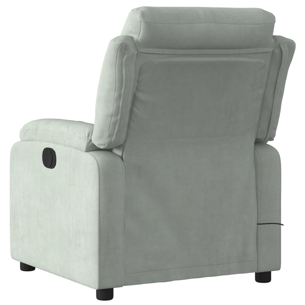 Massage Recliner Chair Light Gray Velvet