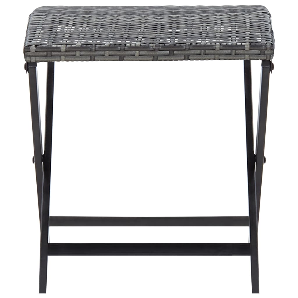 Folding Stool Poly Rattan Gray