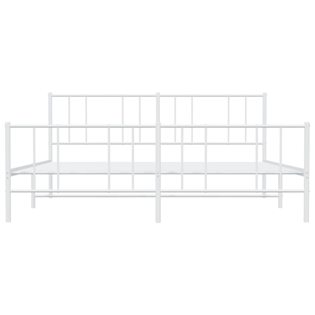 Metal Bed Frame without Mattress with Footboard White 76"x79.9"