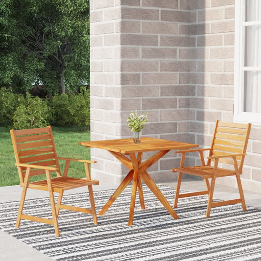 3 Piece Patio Dining Set Solid Wood Acacia