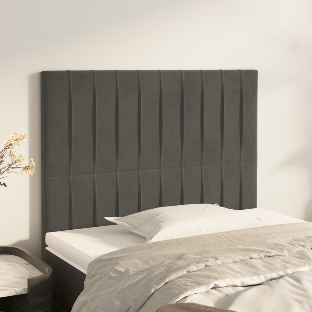 Headboards 2 pcs Dark Gray 39.4"x2"x30.7"/34.6" Velvet