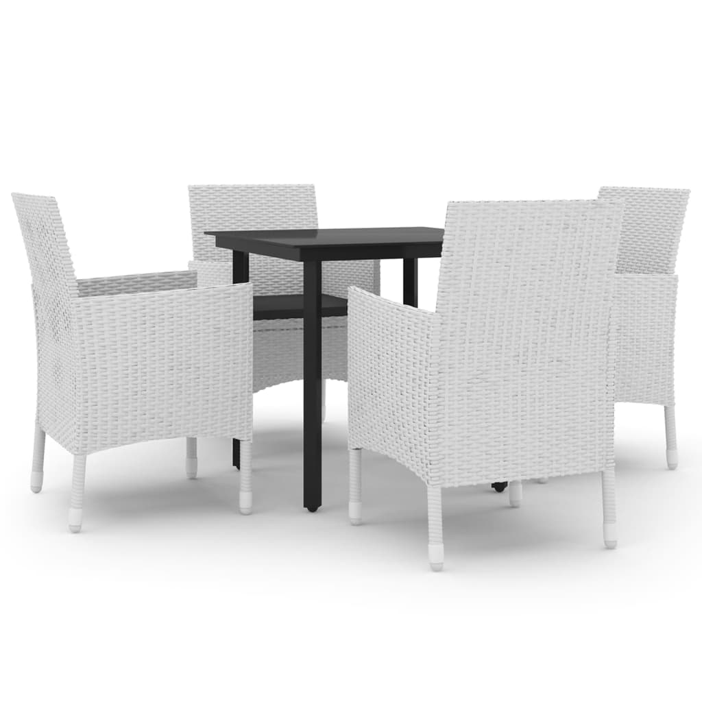 5 Piece Patio Dining Set with Cushions Poly Rattan and Glass