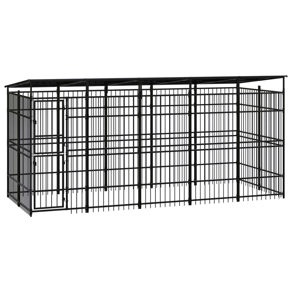 Outdoor Dog Kennel with Roof Steel 99.2 ft��