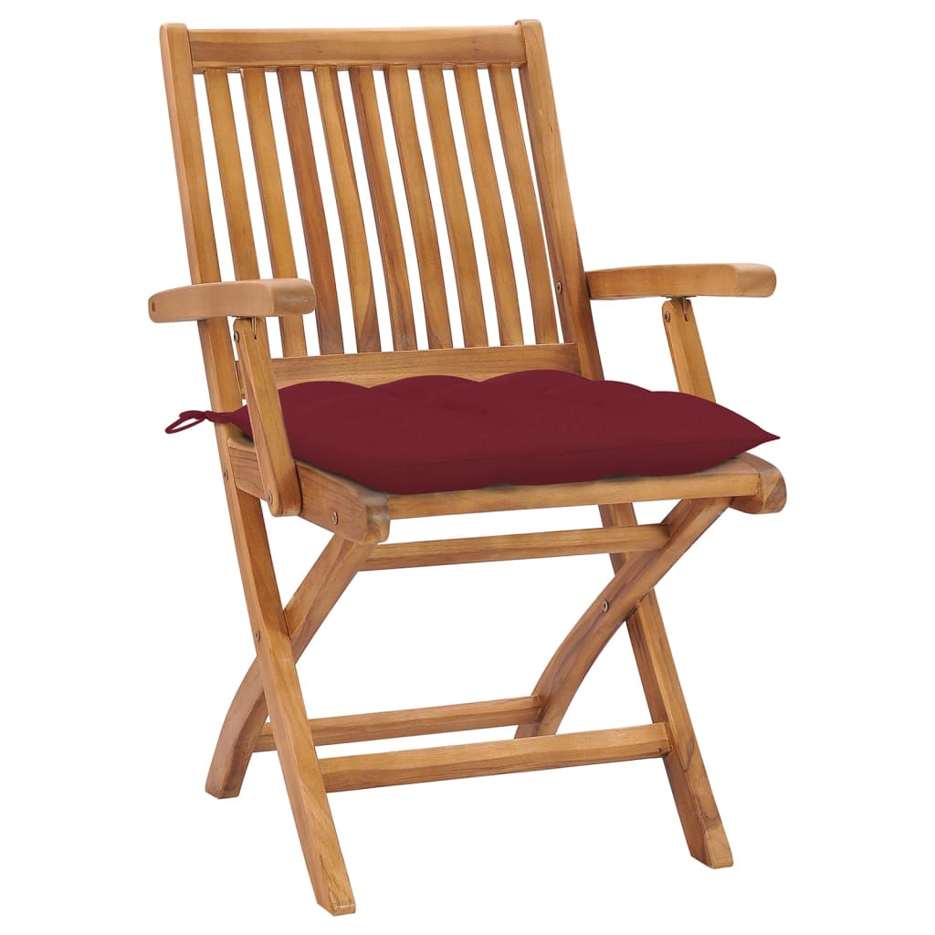 Folding Patio Chairs with Cushions 6 pcs Solid Teak Wood