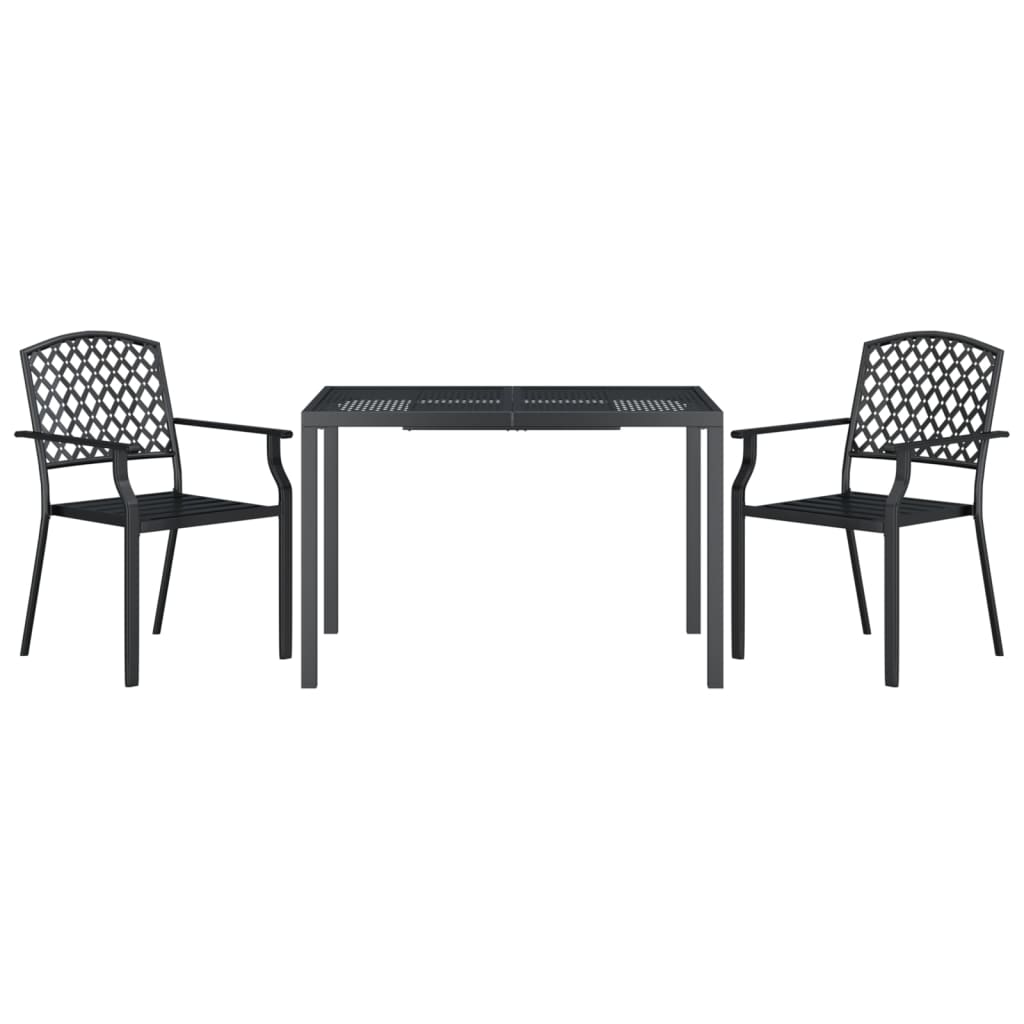 3 Piece Patio Dining Set Anthracite Steel