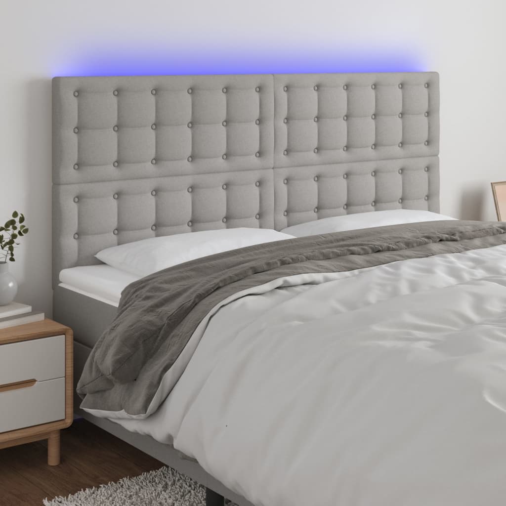 LED Headboard Dark Gray 39.4"x2"x30.7"/34.6" Fabric