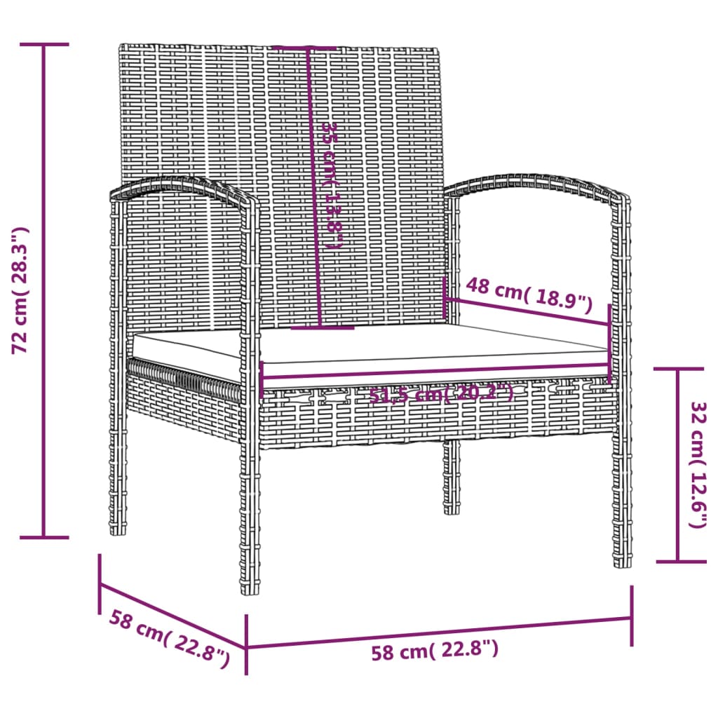 8 Piece Patio Lounge Set with Cushions Poly Rattan Gray