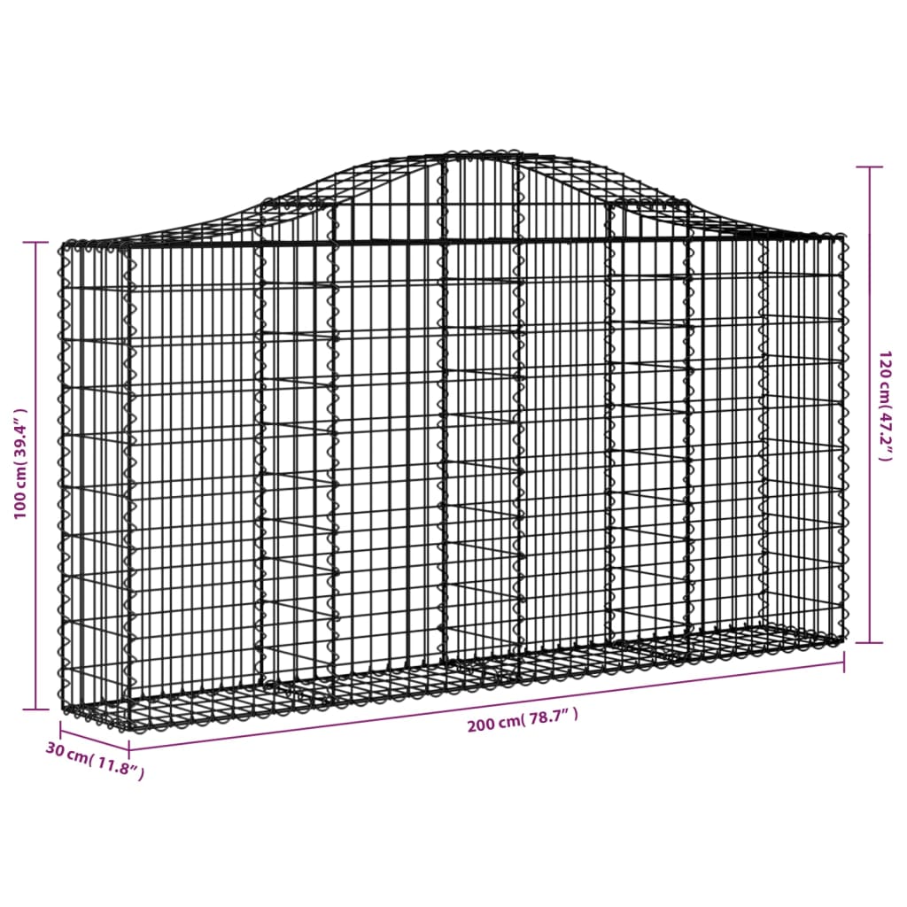 Arched Gabion Basket 78.7"x11.8"x39.4"/47.2" Galvanized Iron