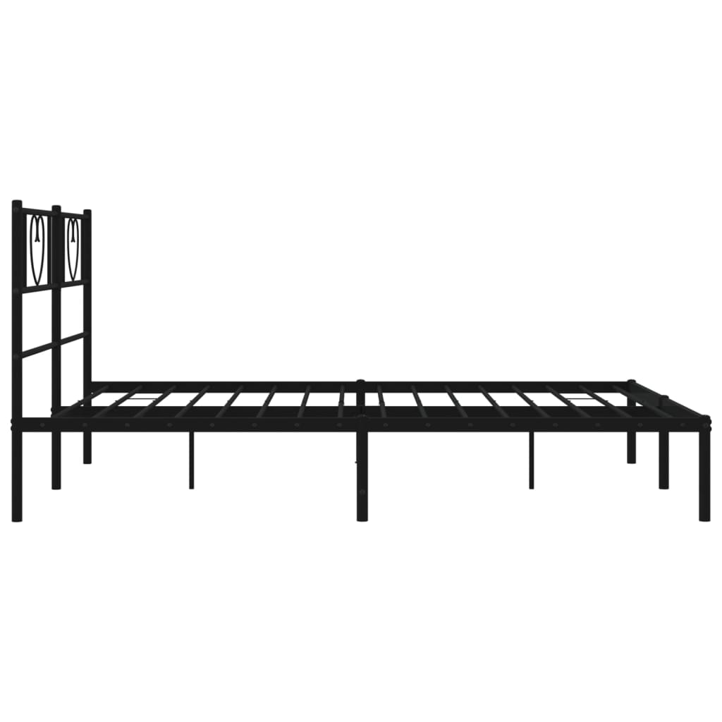 Metal Bed Frame without Mattress with Headboard Black 53.1"x74.8"