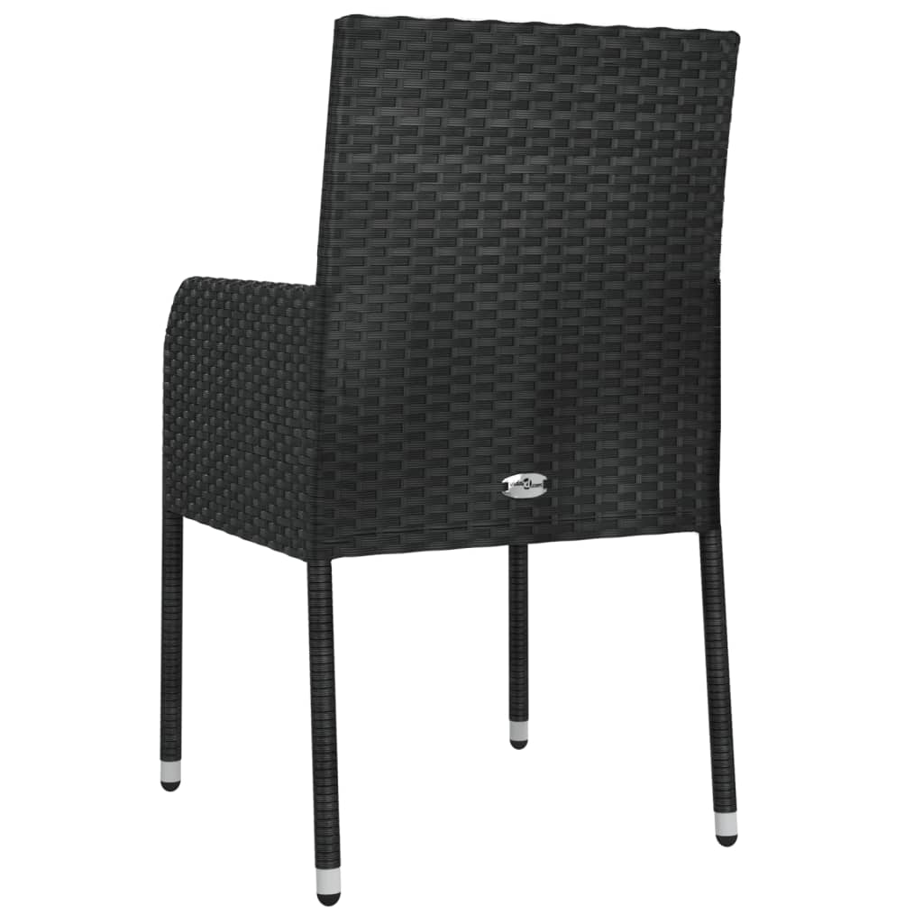 Patio Chairs with Cushions 2 pcs Poly Rattan Black