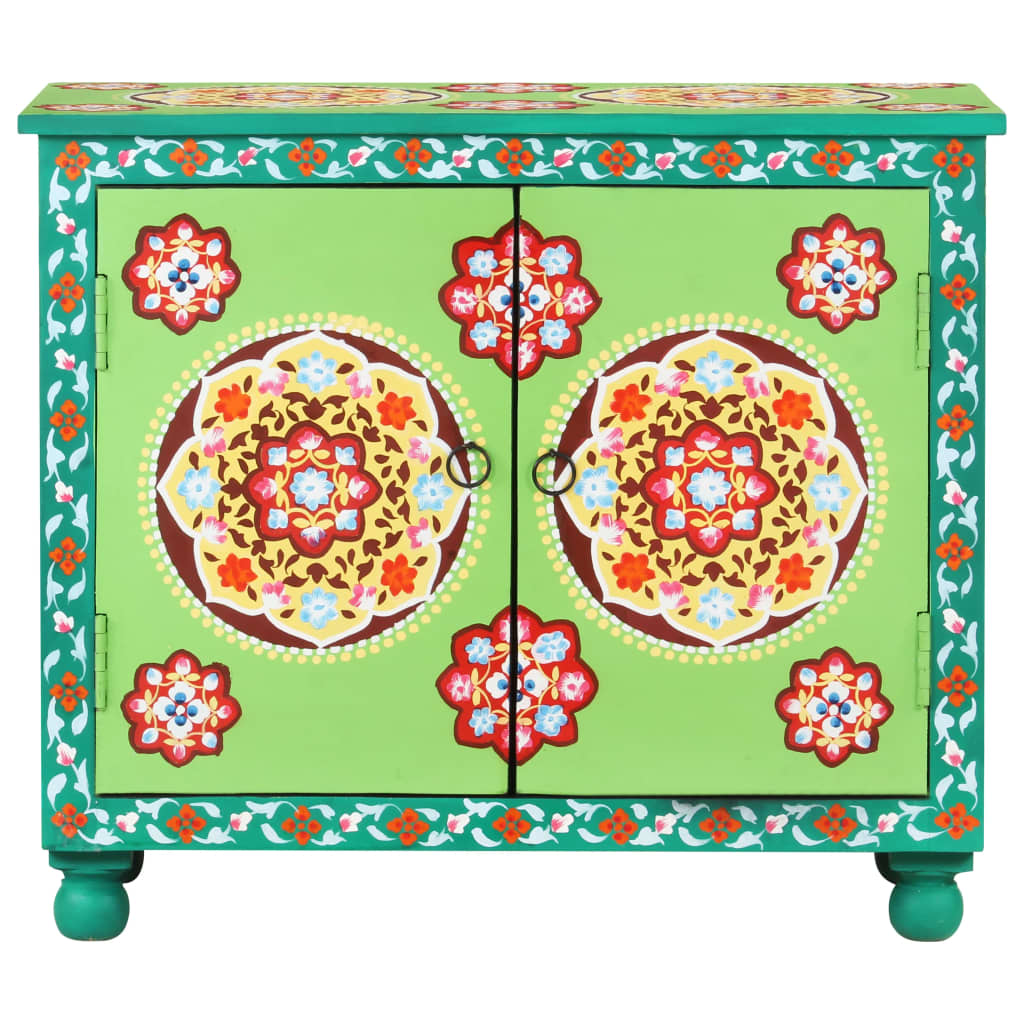 Hand Painted Sideboard Multicolor 27.6"x13.8"x23.6" Solid Mango Wood