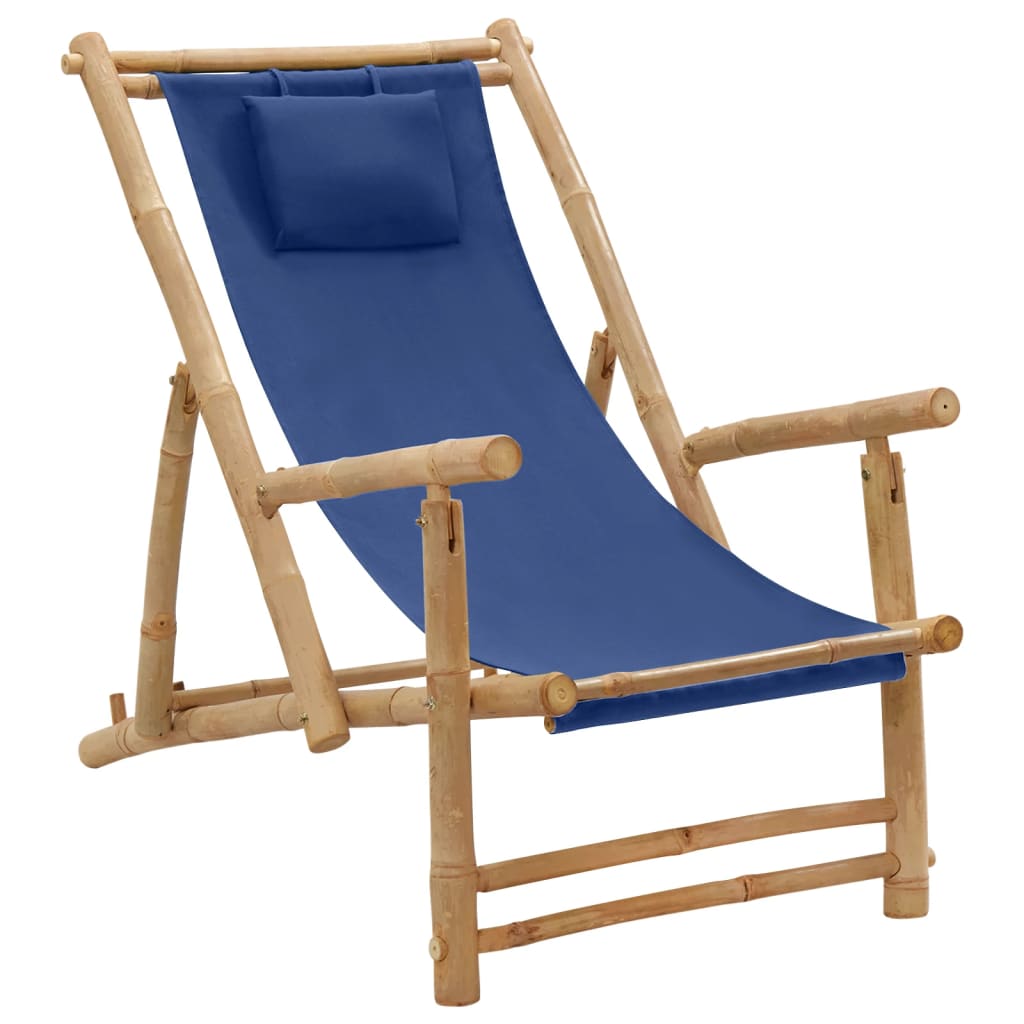 Deck Chair Bamboo and Canvas Red