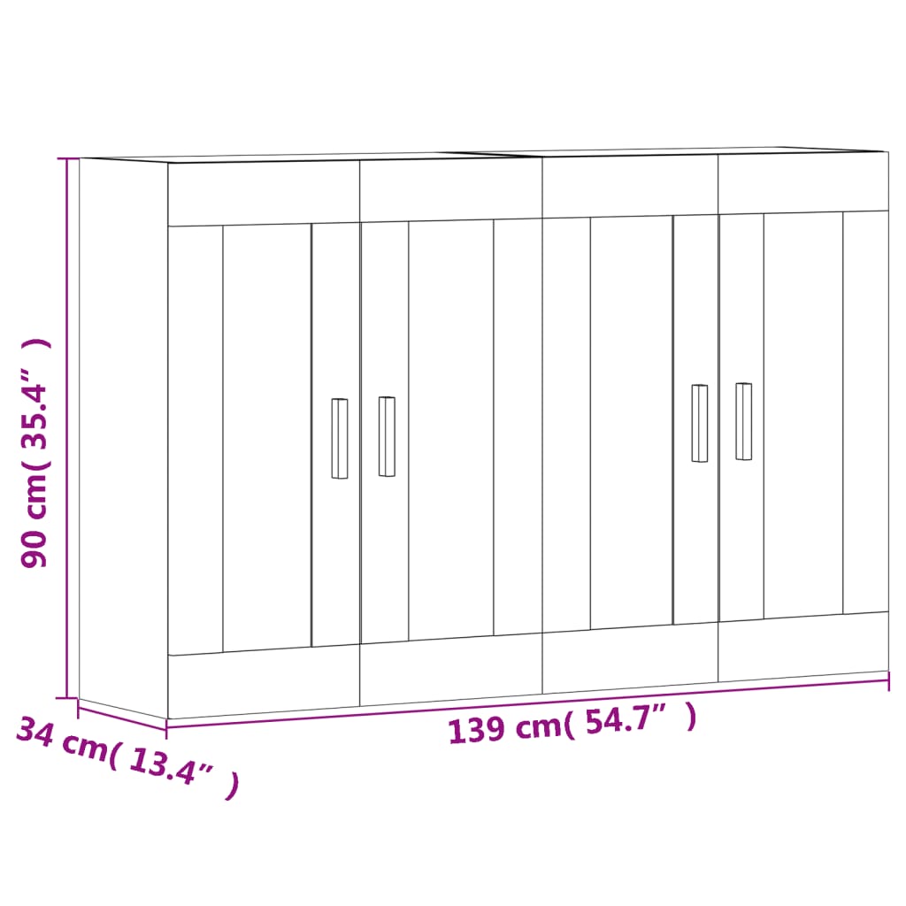 Wall Mounted Cabinets 2 pcs Black Engineered Wood