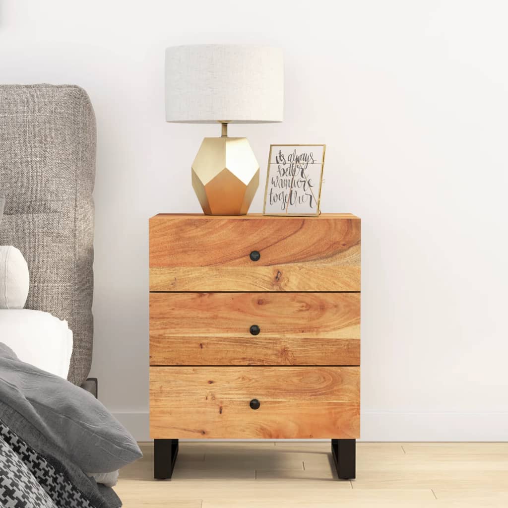 Bedside Cabinet 19.7"x13"x24.4" Solid Wood Acacia&Engineered Wood