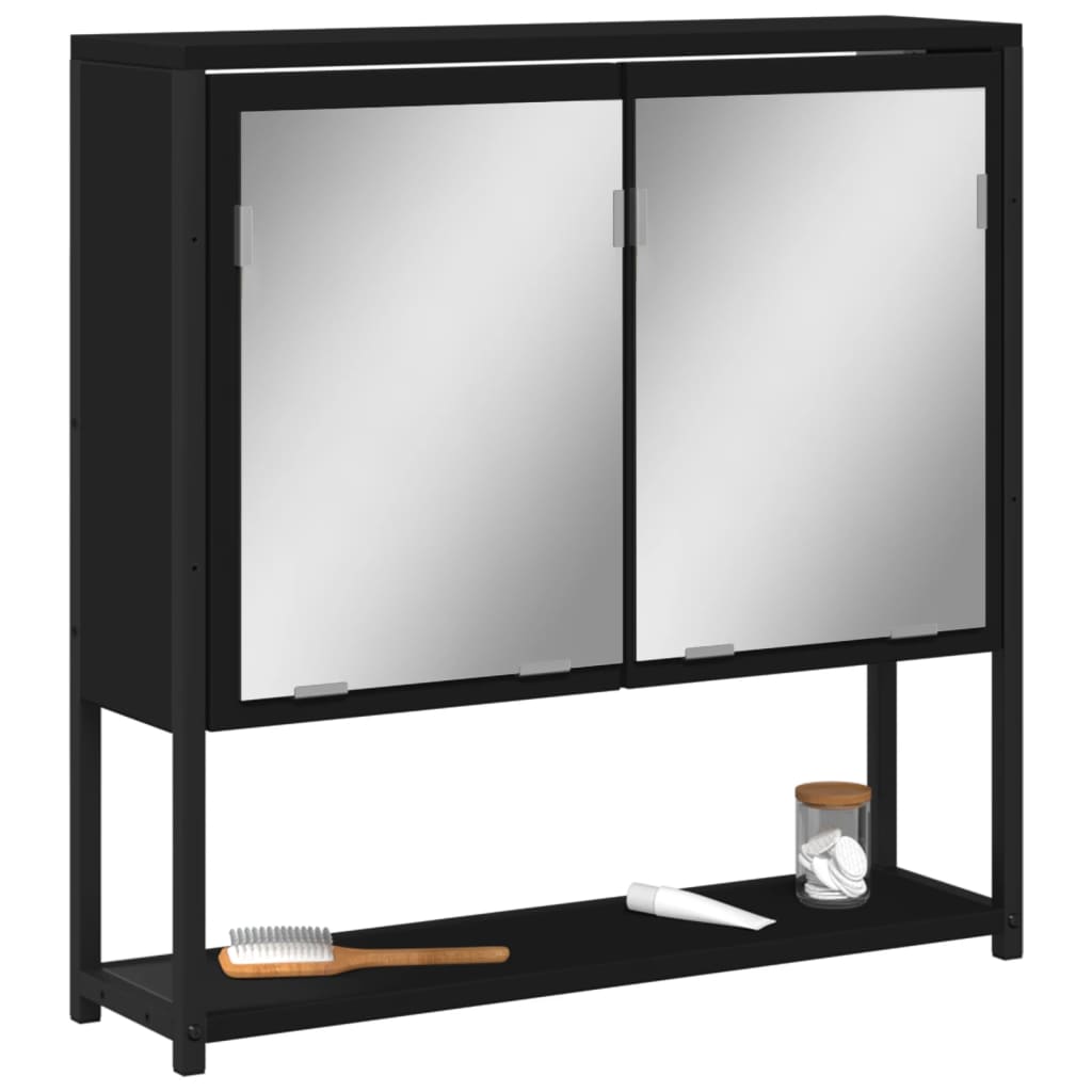 Bathroom Mirror Cabinet Black 23.6"x6.3"x23.6" Engineered Wood