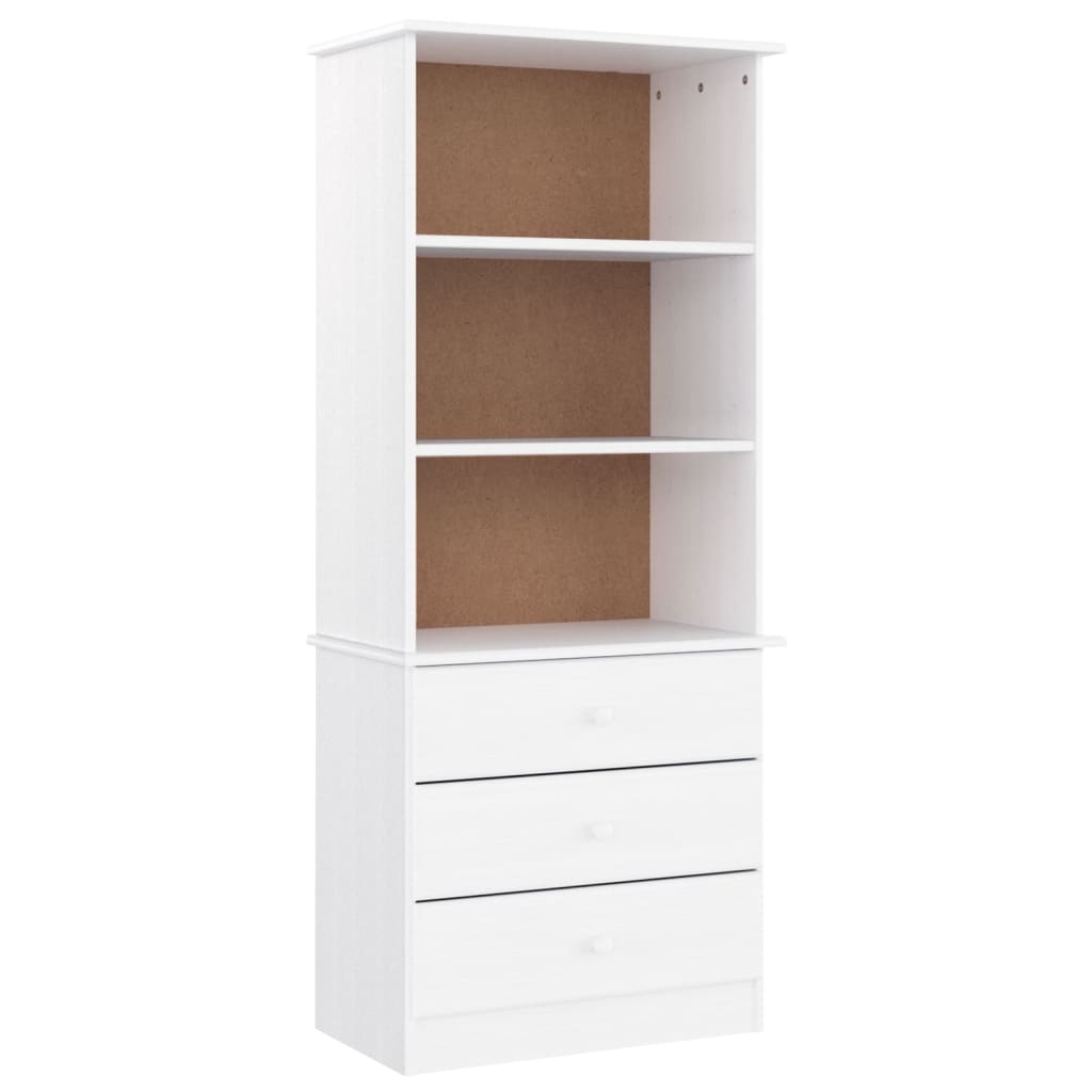 Bookcase with Drawers ALTA White 23.6"x13.8"x55.9" Solid Wood Pine