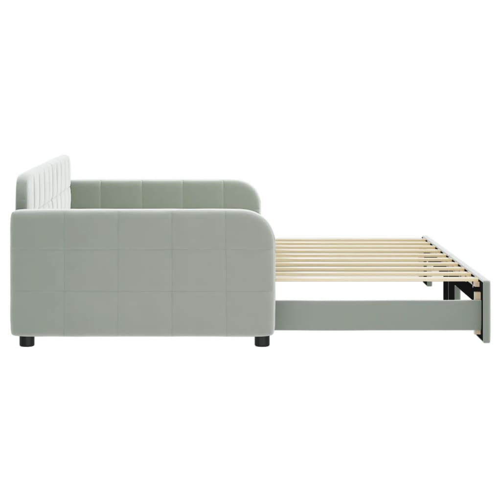 Daybed with Trundle without Mattress Light Gray 39.4"x74.8"