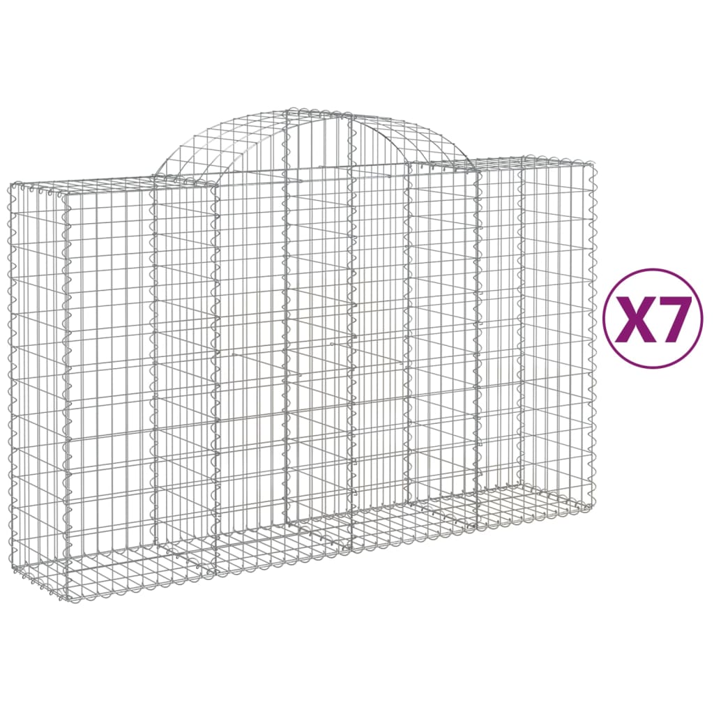 Arched Gabion Baskets 7 pcs 78.7"x19.7"x47.2"/55.1" Galvanized Iron