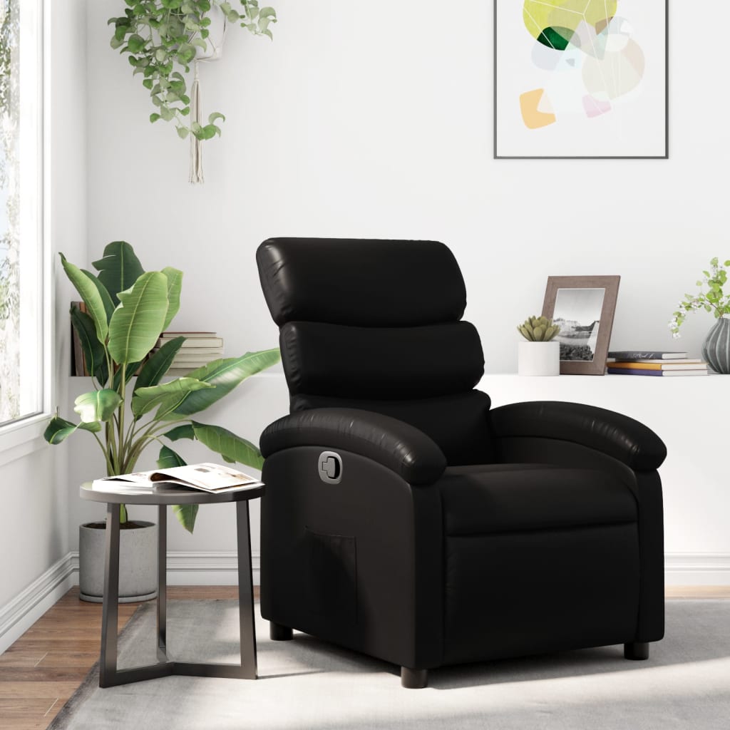 Recliner Chair Black Faux Leather