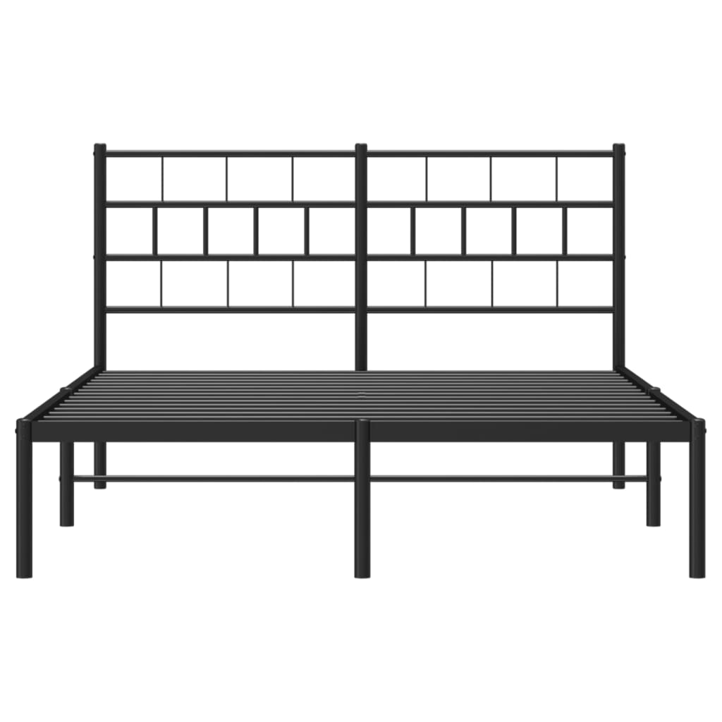 Metal Bed Frame without Mattress with Headboard Black 53.1"x74.8"