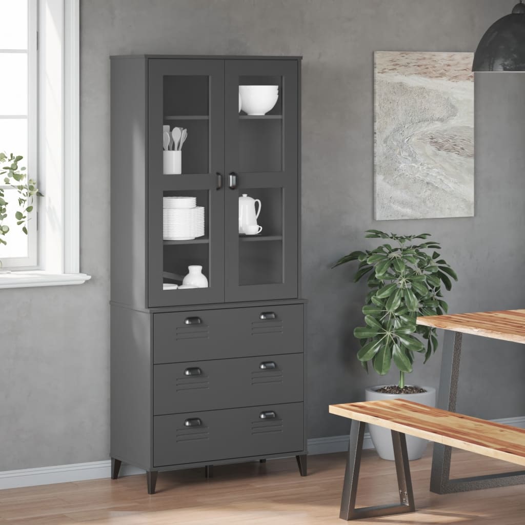 Highboard VIKEN Anthracite Gray 31.5"x15.7"x74.8" Solid Wood Pine