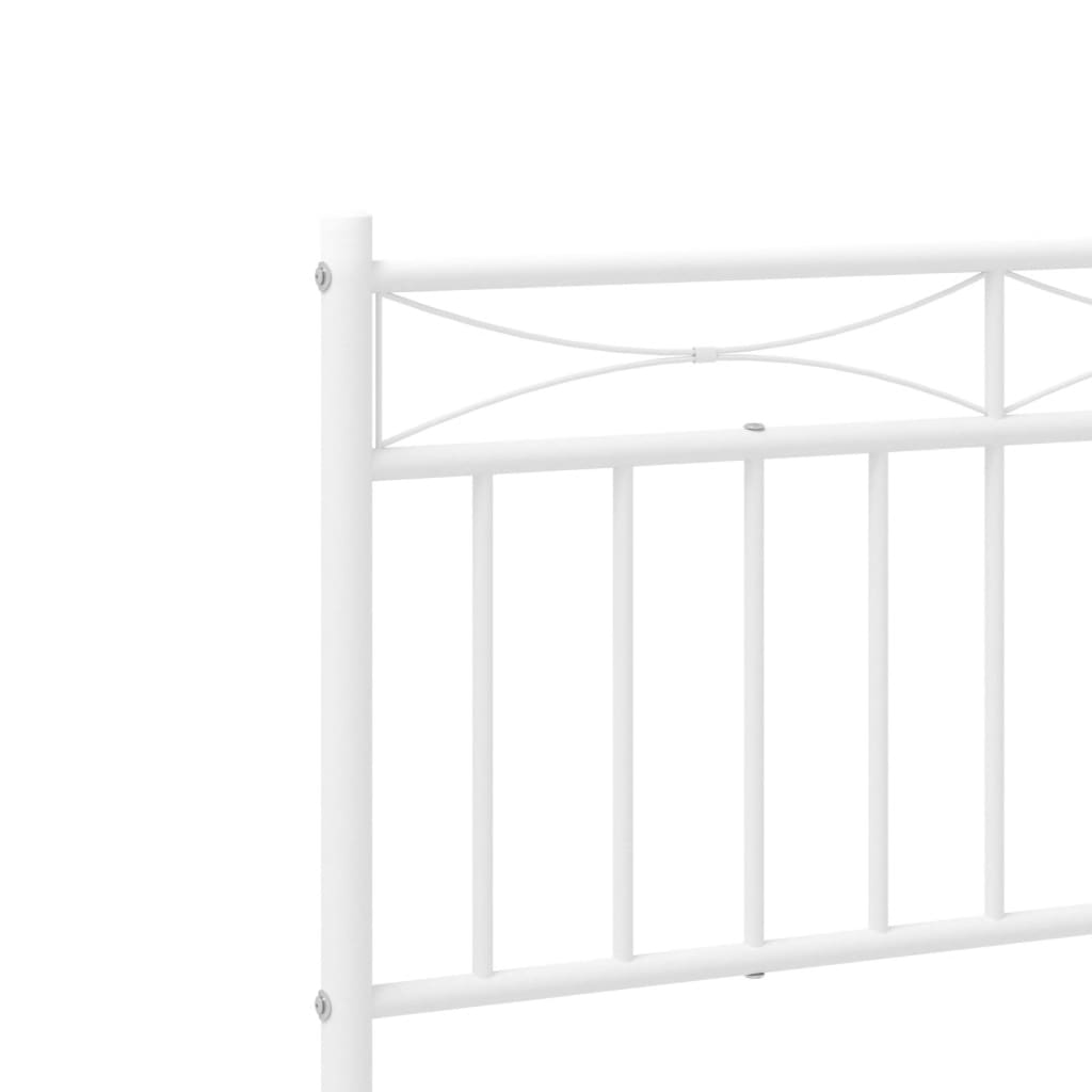 Metal Bed Frame without Mattress with Footboard White 72"x83.9"