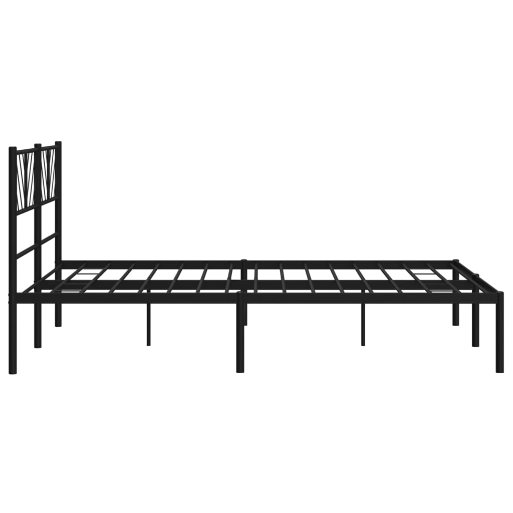 Metal Bed Frame without Mattress with Headboard Black 53.1"x74.8"