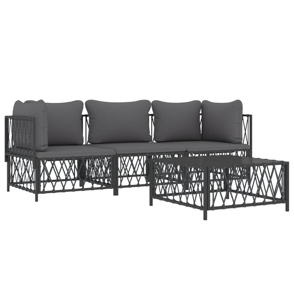 4 Piece Patio Lounge Set with Cushions Anthracite Steel