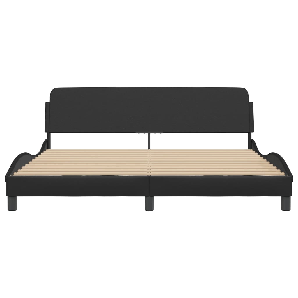 Bed Frame with Headboard Black 72"x83.9" California King Faux Leather