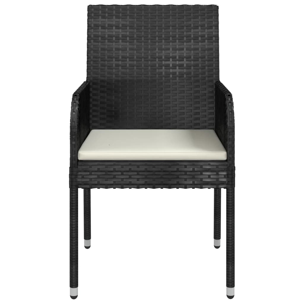 Patio Chairs with Cushions 2 pcs Poly Rattan Black