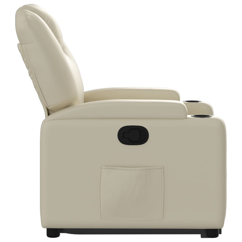 Stand up Recliner Chair Cream Faux Leather