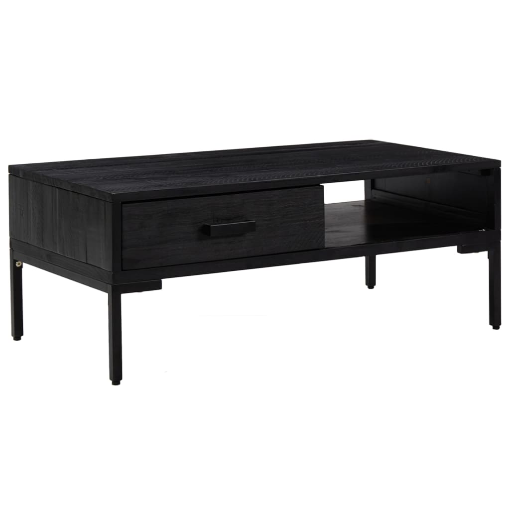 Coffee Table Black 35.4"x19.7"x13.8" Solid Wood Pine