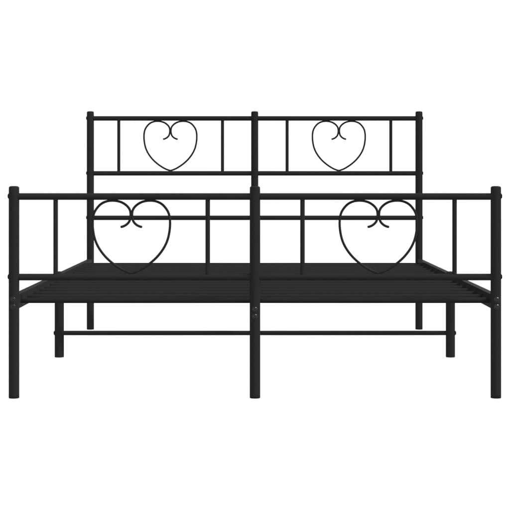 Metal Bed Frame without Mattress with Footboard Black 59.1"x78.7"