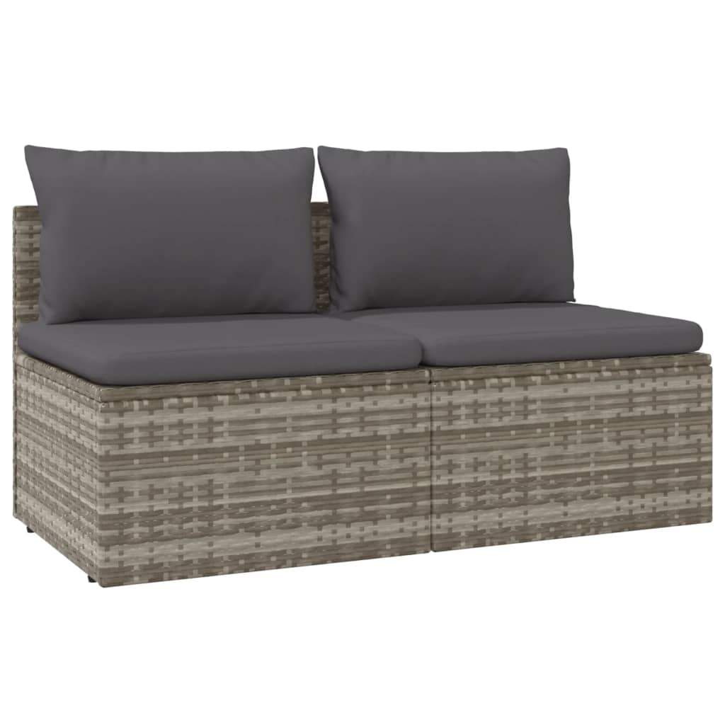 2-Seater Patio Sofa with Cushions Gray Poly Rattan